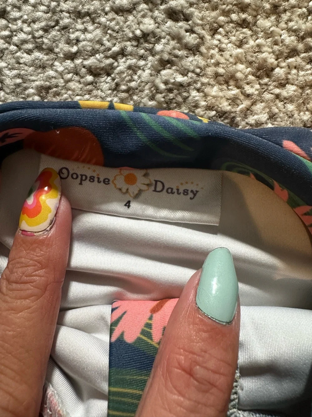 Oopsie Daisy Girls Long Sleeve Floral Rash Guard Swimsuit Size 4
